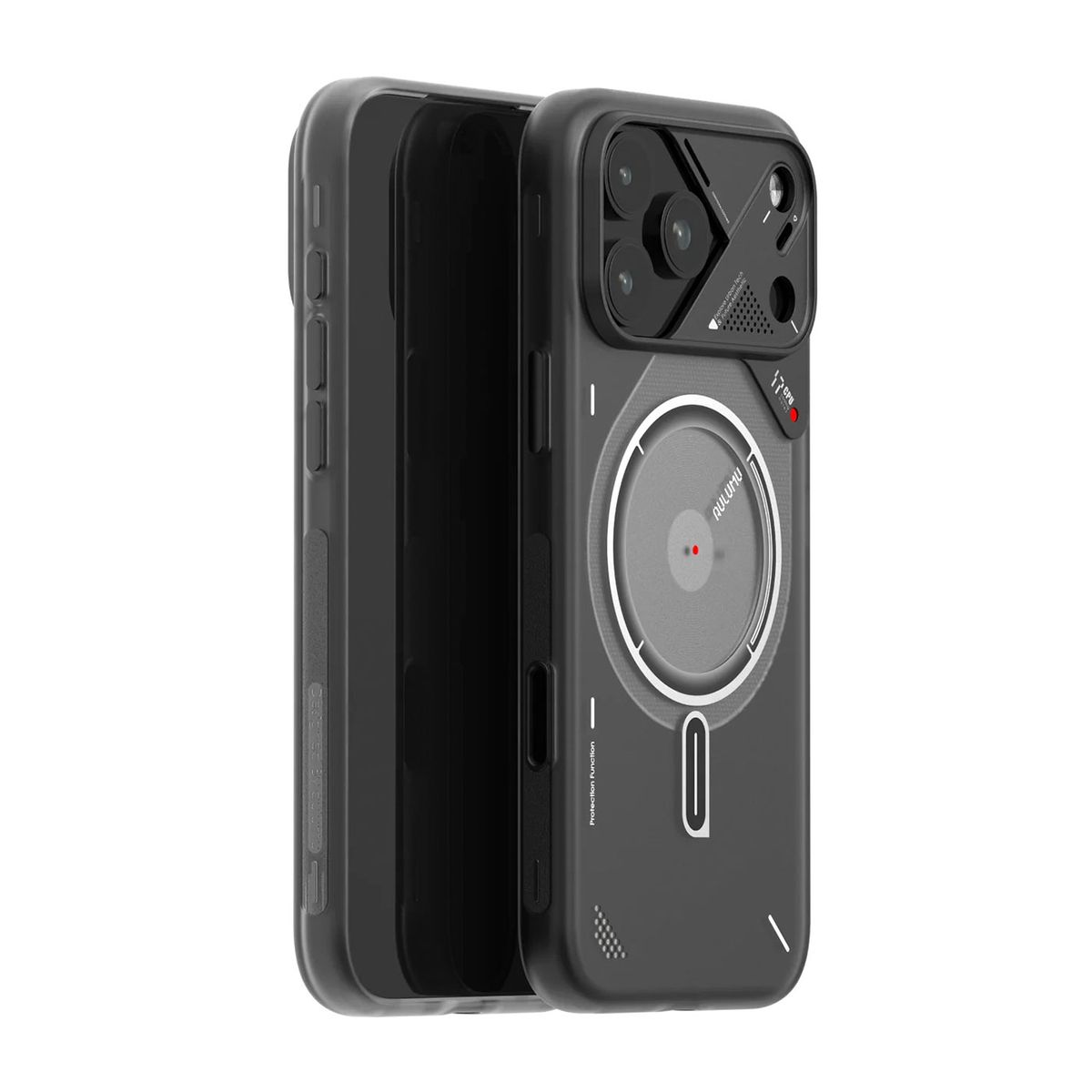 AULUMU - Case Futurista iPhone 17 Pro Con Disipador Calor Piezas Aluminio MagSafe Negro