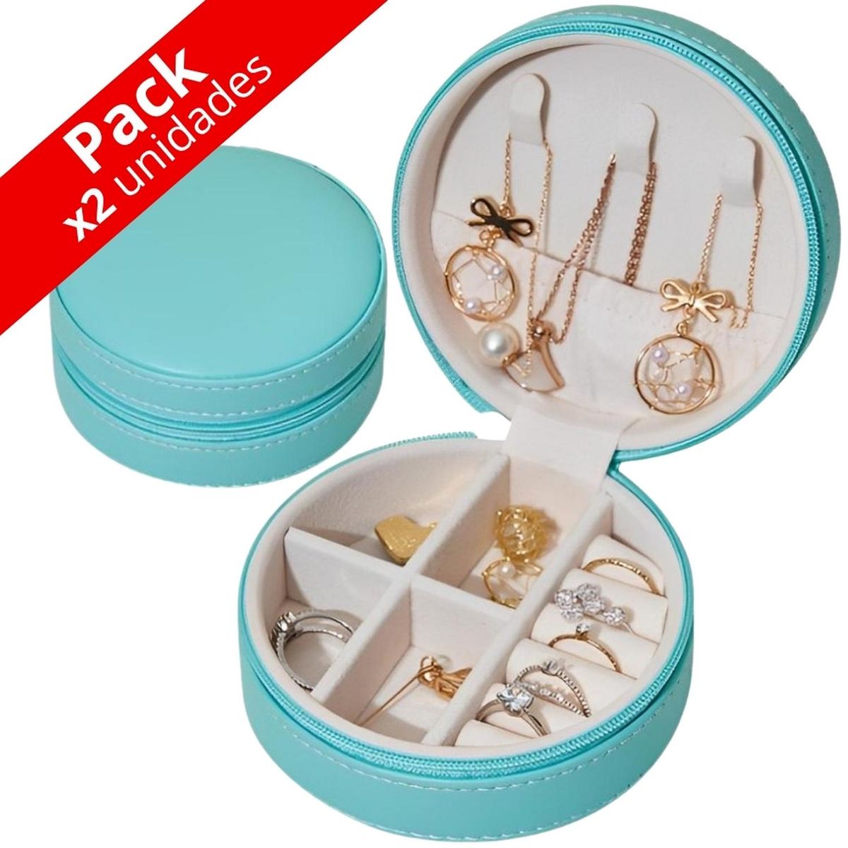 MINARI - Pack x2 Joyero Organizador Estuche de Viaje Circular CL J134