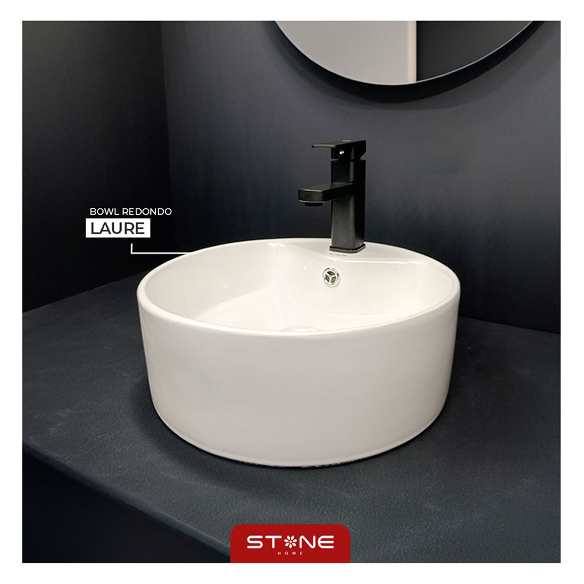 STONE - COMBO LAURE BLANCO+MZC COLLEN SHORT ST-01+DESAGUE POP UP CROMADO 18 CM