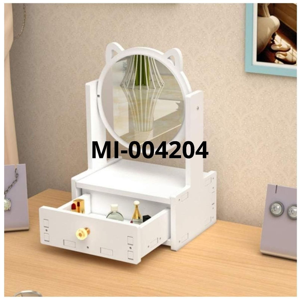 MINARI - Pack x2 Organizador de Maquillaje y Joyas con Espejo Gatito JG1