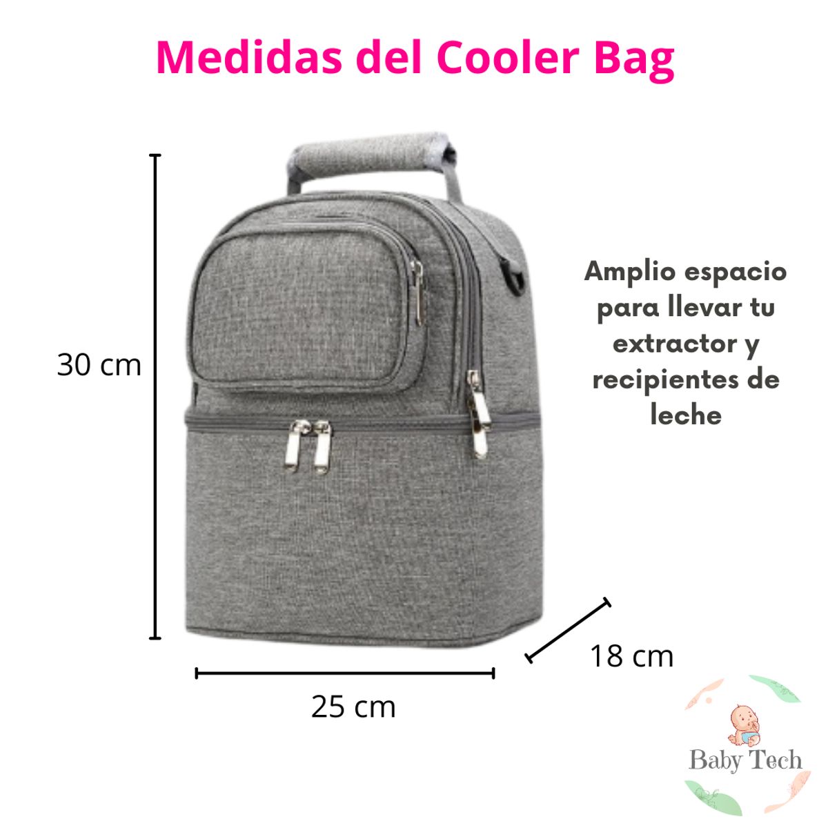 GENERICO - Cooler Bag para Leche Materna + 2 Porta Hielo + 3 vasos