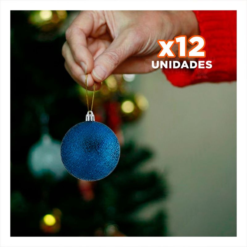 GENERICO - Pack12 Pelotas de Dia Navideño de Azul Y+Regalo Stickers