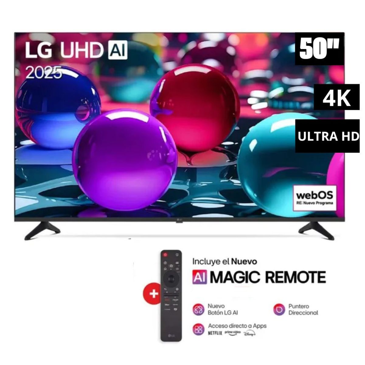 LG - TELEVISOR 50 LG UHD AI UA73 4K Smart TV - 2025 + Magic Remote