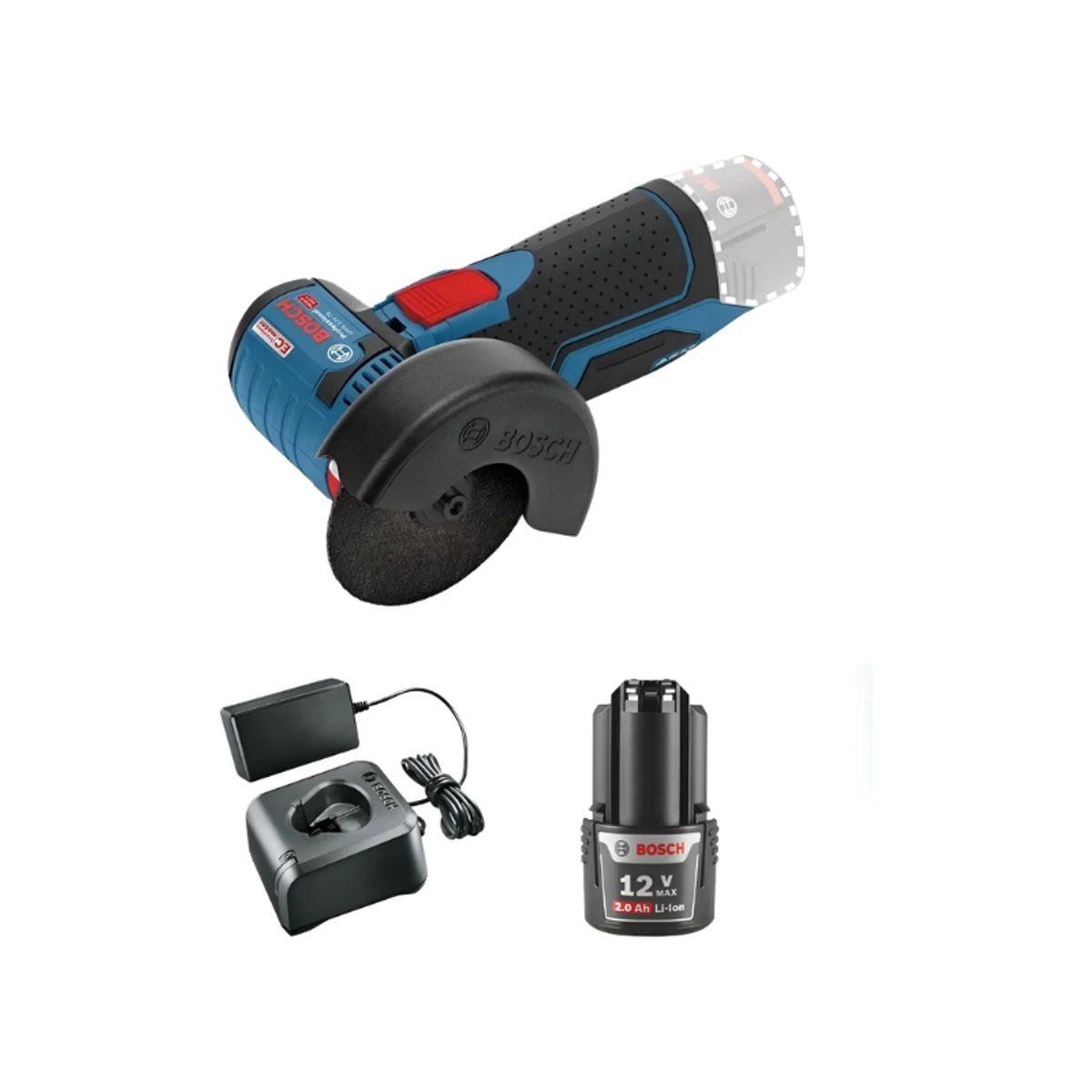 BOSCH - Esmeril Amoladora Inalám 12v Bosch Gws 12v-76 + Bat Y Carg