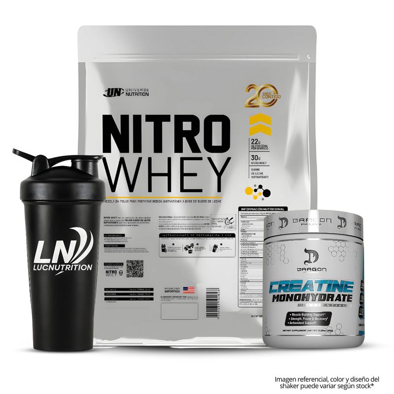 UNIVERSE NUTRITION - Nitro whey 5 Kg - Cookie and cream + Creatina dragon pharma 300 g + shaker