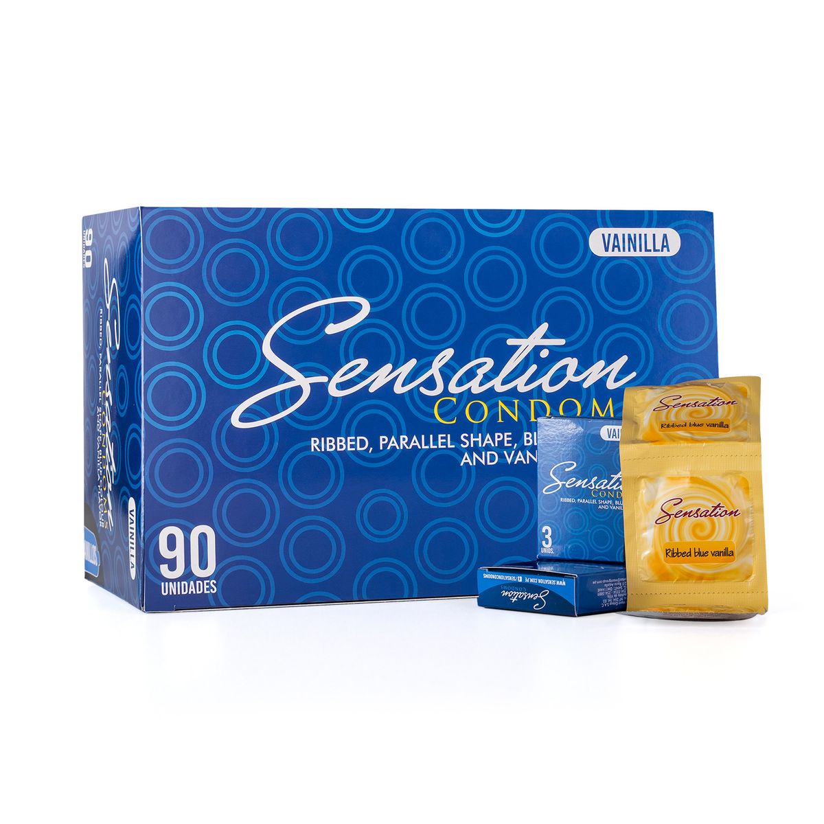 GENERICO - Preservativos Sensation Vainilla Con Anillos Caja 90 X 3 Und