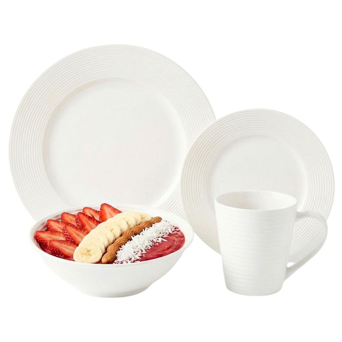 BELESSI - Vajilla x16 Piezas de Porcelana con Textura