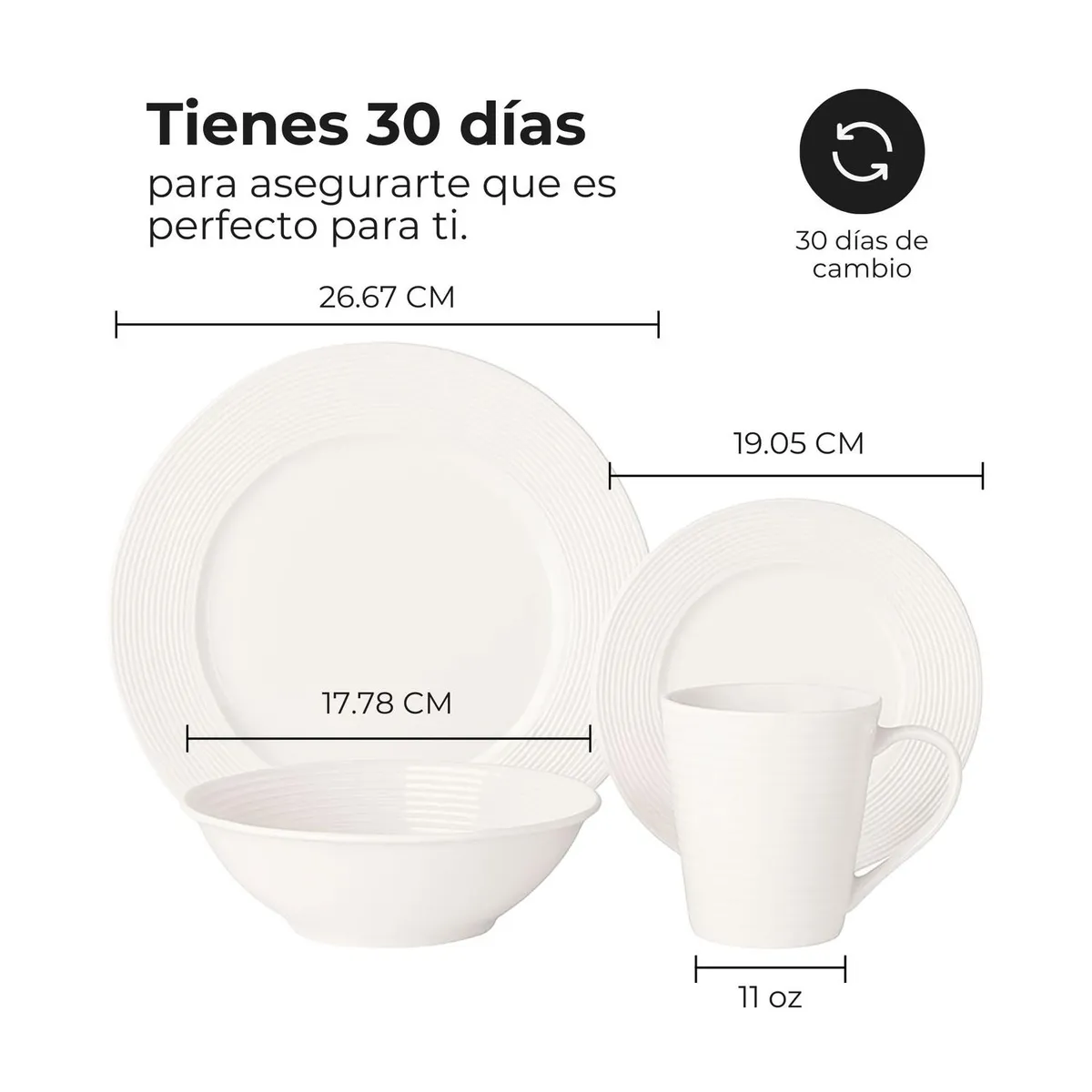 BELESSI - Vajilla x16 Piezas de Porcelana con Textura