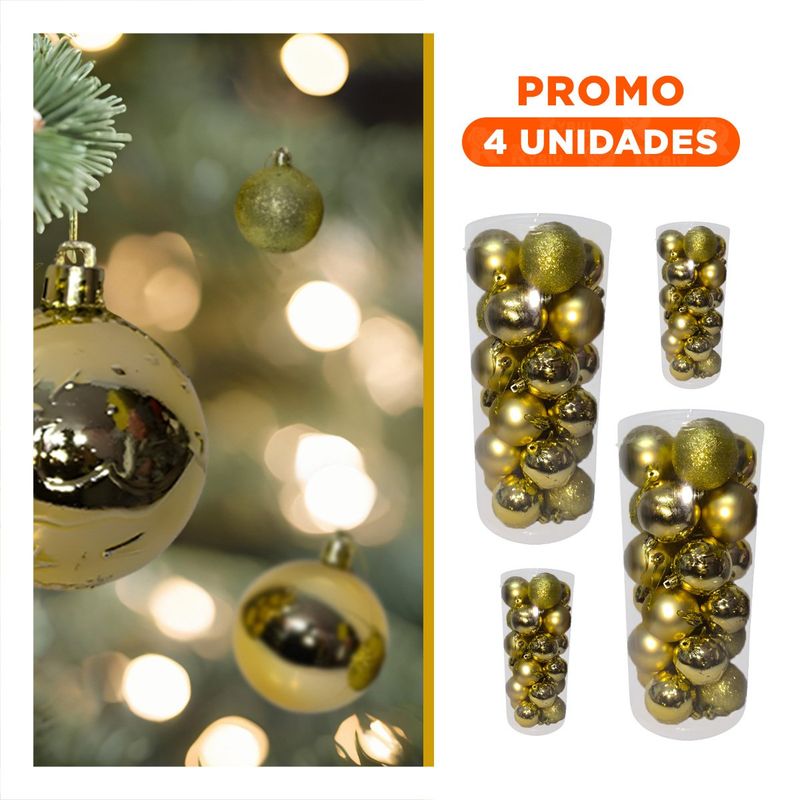 GENERICO - Pack4 Bolas de Navidad Brillantes en Dorado