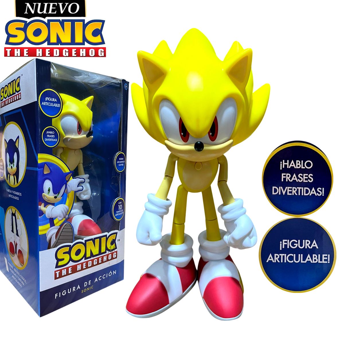 SONIC - Muñeco Super Sonic The Hedgehog Musical y Articulable