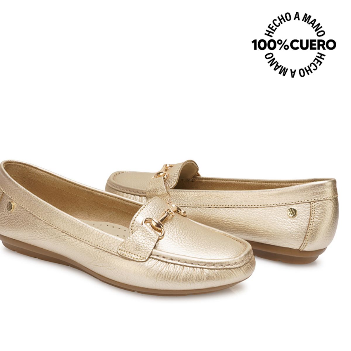 VIALE - Zapato Mocasín Casual CORE-2511 Dorado Viale Cuero