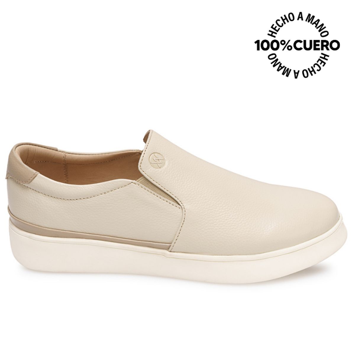 VIALE - Zapatilla Slip On Casual JOSE-2609 Beige Viale Homme Cuero