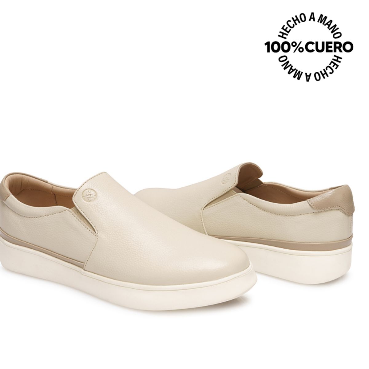 VIALE - Zapatilla Slip On Casual JOSE-2609 Beige Viale Homme Cuero
