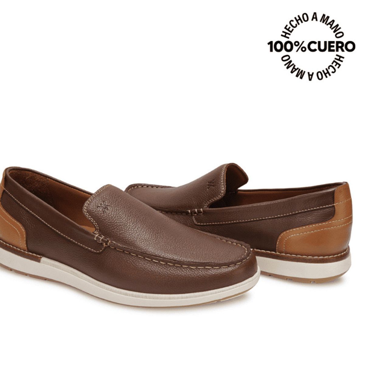 VIALE - Zapato Mocasín Casual MATEO-2605 Cafe Viale Homme Cuero