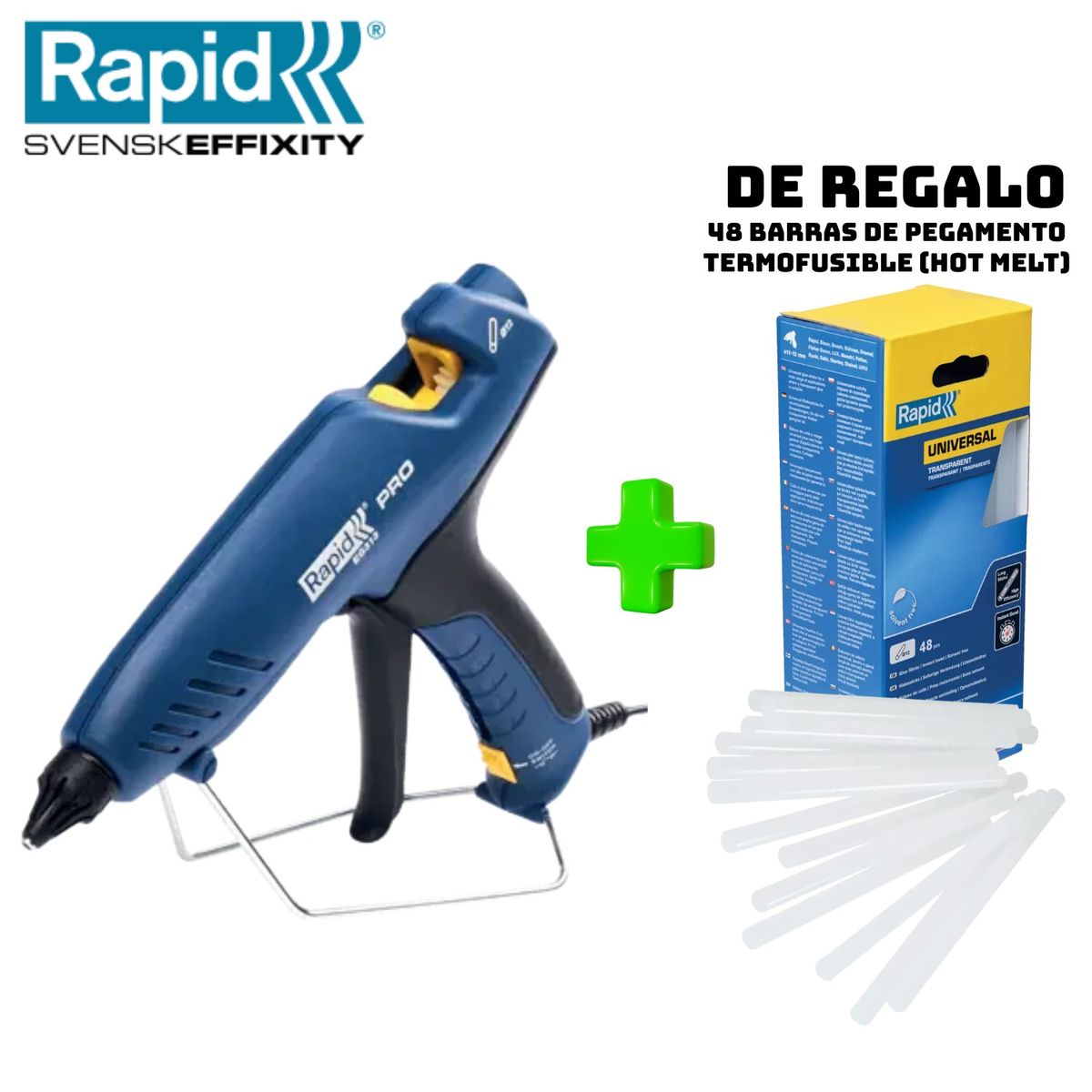 RAPID - RAPID Pistola de Hot-Melt Pro EG313 + 48 Barras Hot-Melt de Regalo
