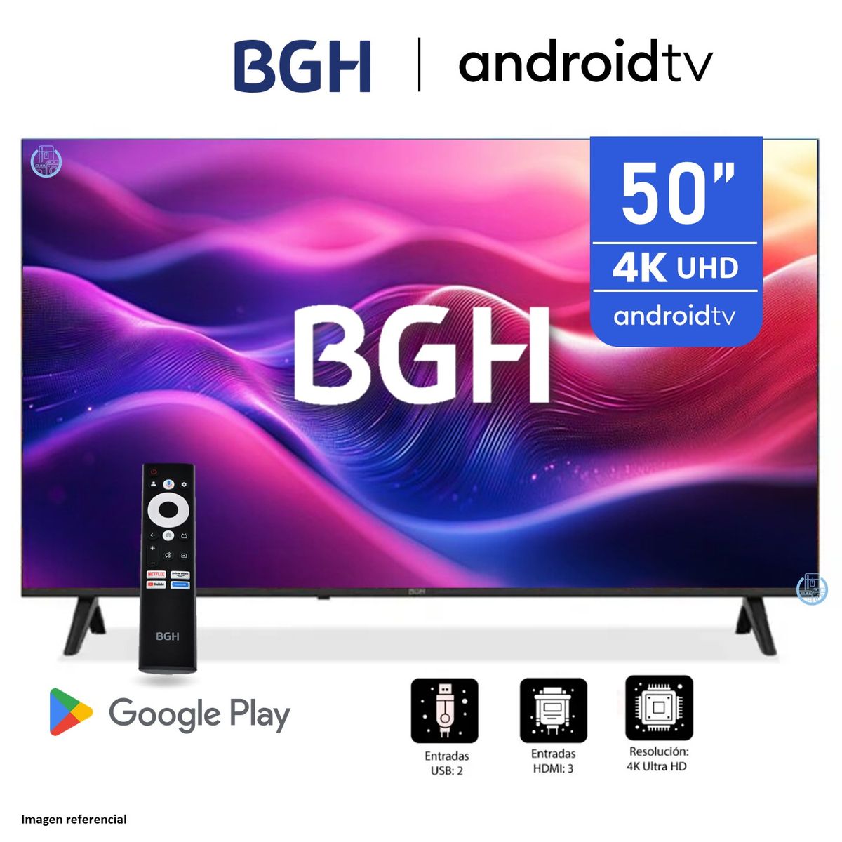 BGH - Televisor BGH 50" UHD 4K Android TV B5024UK6AIP Modelo 2025