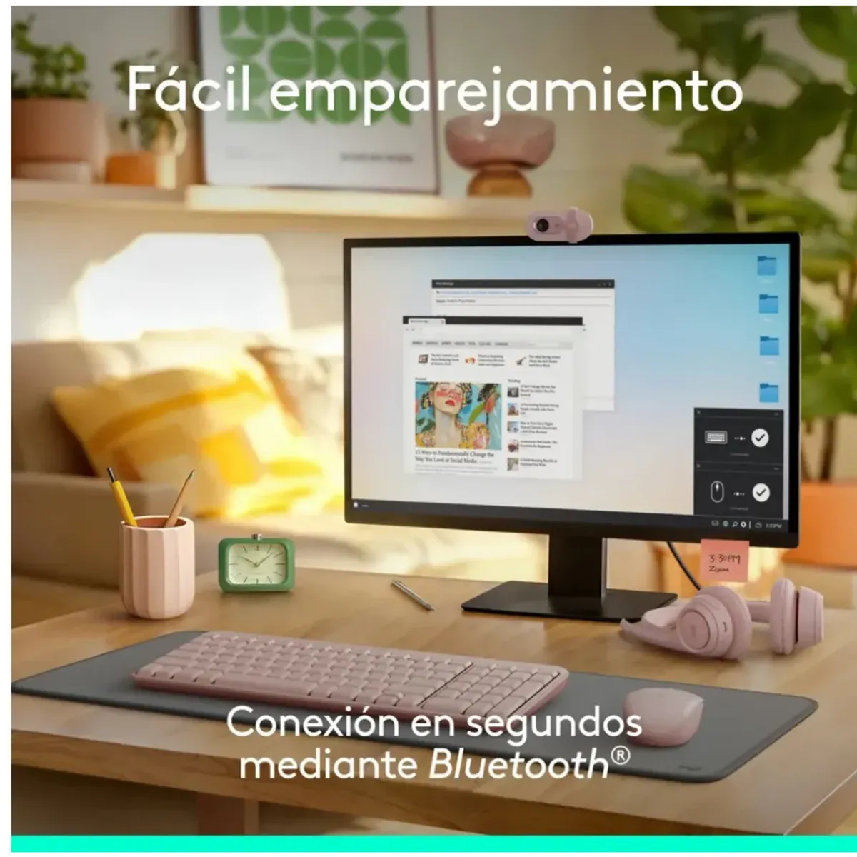 LOGITECH - Teclado Logitech K250 Con Pad Numérico Rosado Español BT