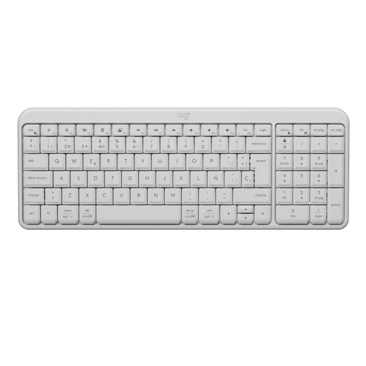 LOGITECH - Teclado Logitech K250 Con Pad Numérico Blanco Español Latinoamérica