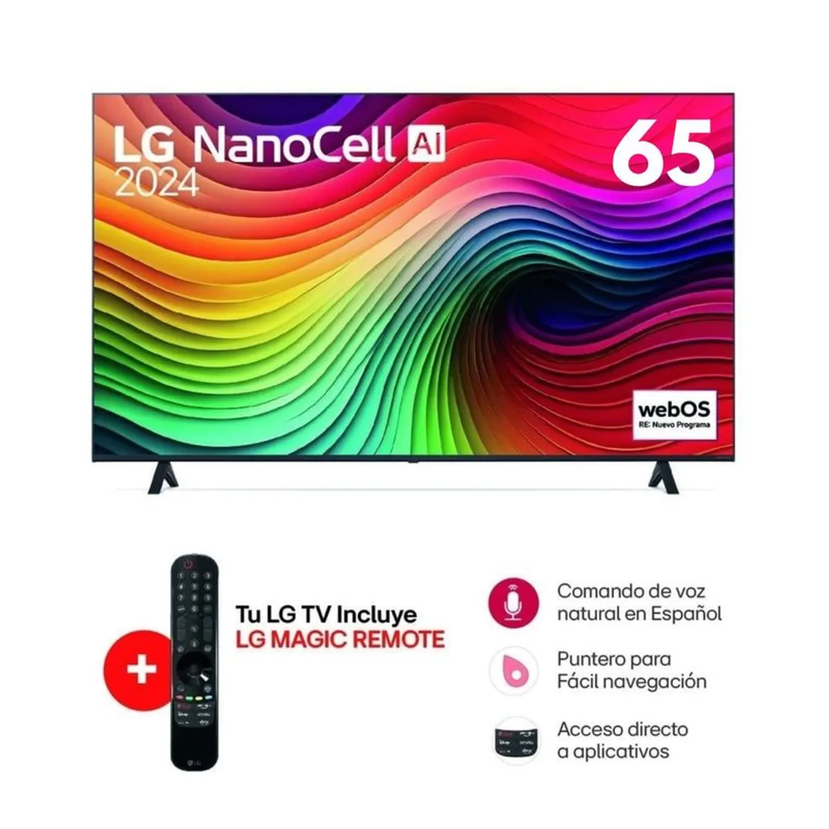 LG - Televisor LG QNED 65 UHD 4K ThinQ AI 65QNED80TSA