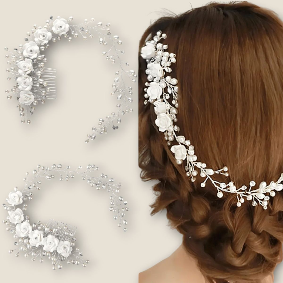 GENERICO - TOCADO PEINETA GANCHO PARA NOVIA