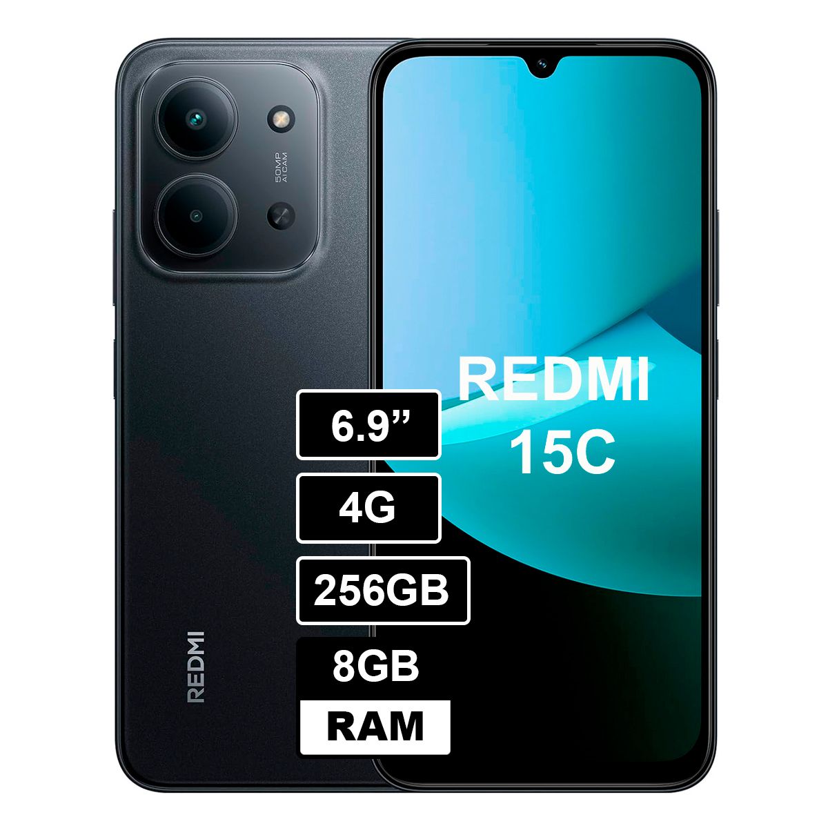 XIAOMI - Smartphone Redmi 15C 256GB 8GB 50MP  8MP Negro