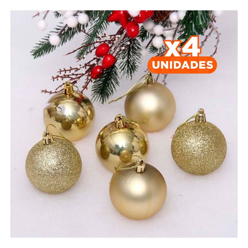 GENERICO - Pack4 Esferas con Escarchado en Champagne Y+Regalo Stickers