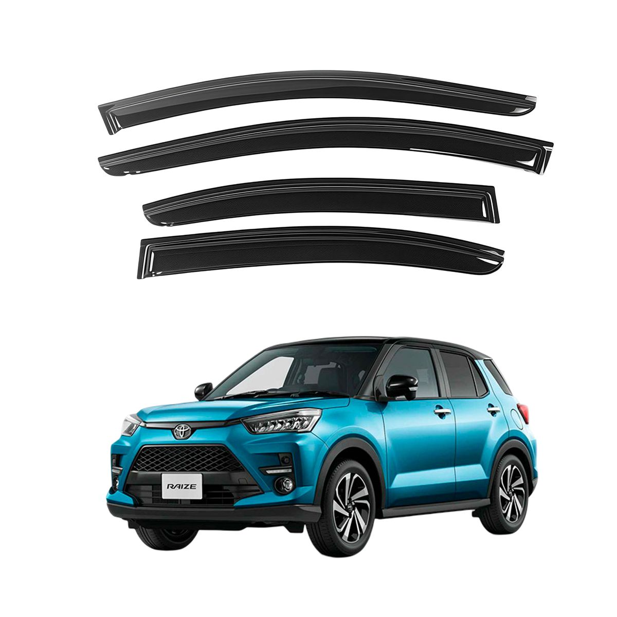GENERICO - Correlluvias Viseras Para Toyota Raice 2021-2024 Negro Premiun