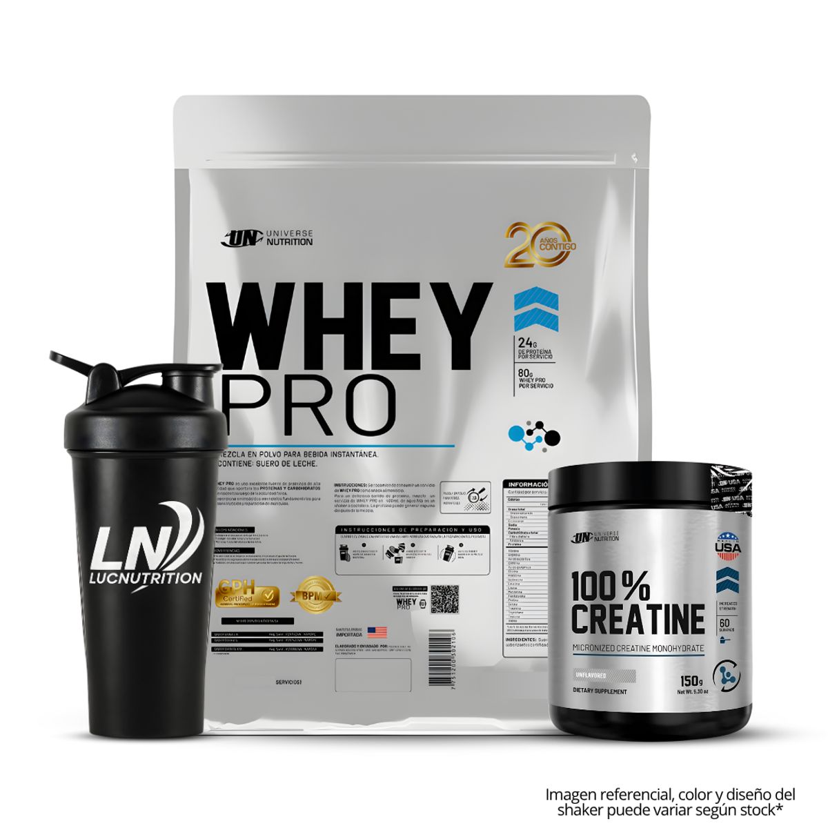UNIVERSE NUTRITION - Whey Pro 5 kg - cookie and cream + Creatina Universe Nutrition 150 g - 60 servicios + shaker
