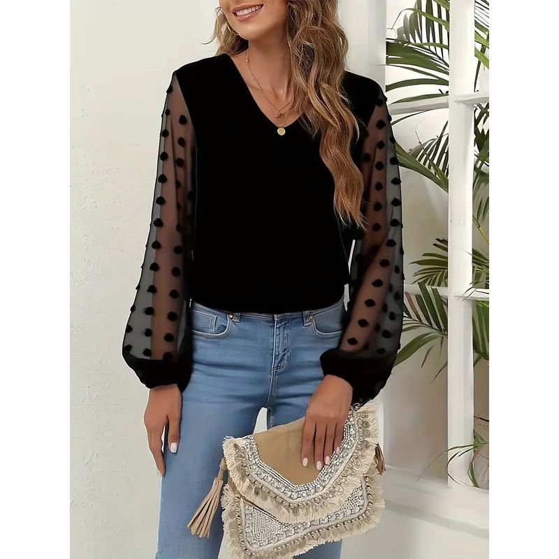 GENERICO - Blusa Elegante Manga Larga Mujer - Talla XL