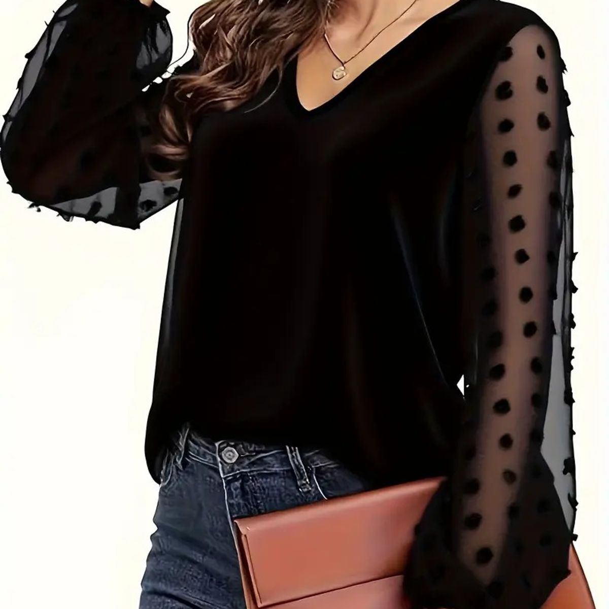 GENERICO - Blusa Elegante Manga Larga Mujer - Talla XL