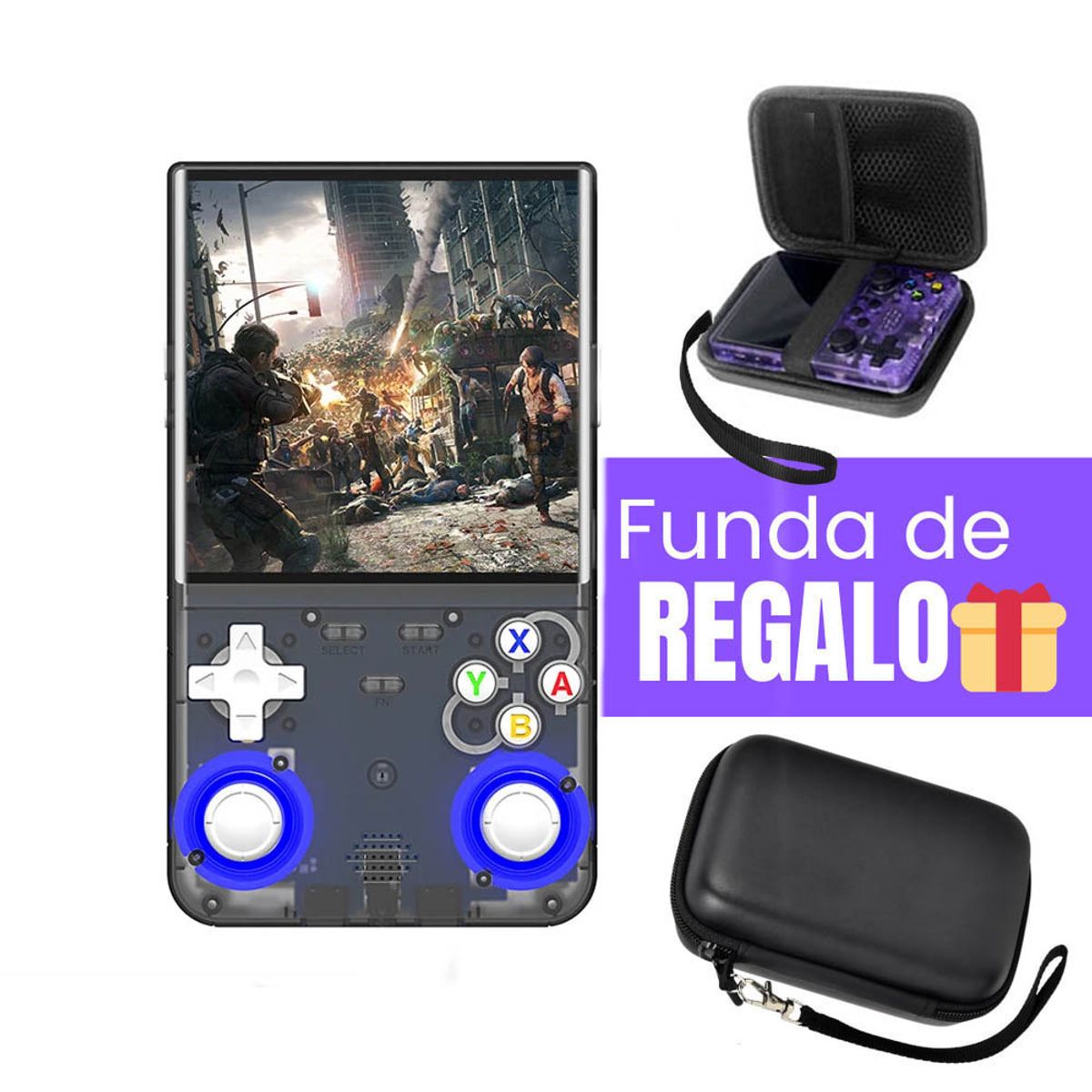 OEM - Consola de Videojuegos Portátil Retro R36 Ultra HD Negro Funda Gratis