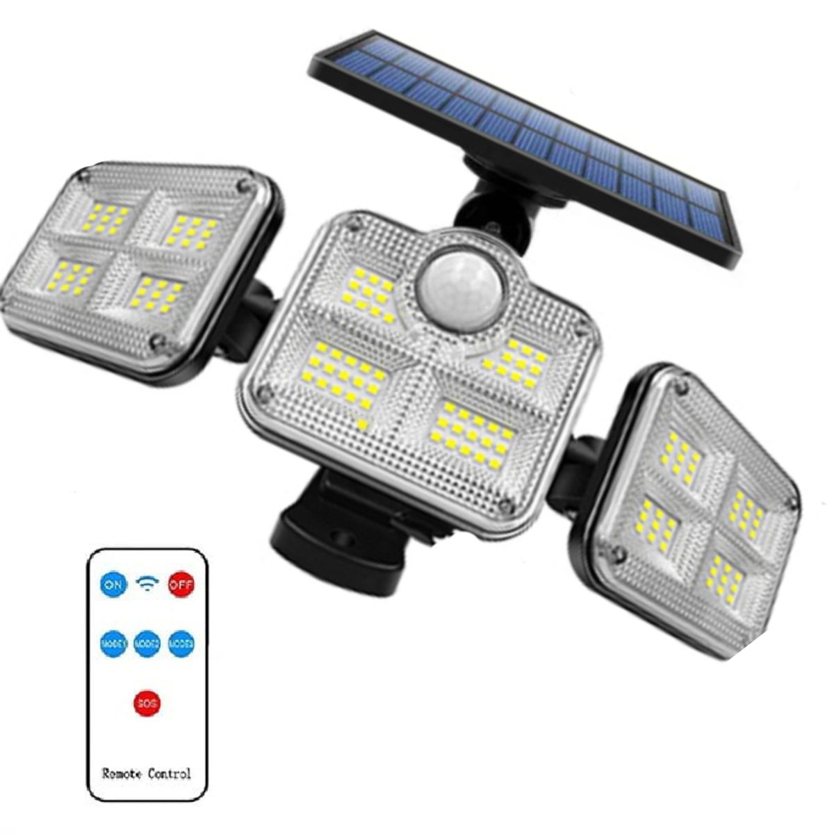 GENERICO - Lampara Reflector para Exteriores Panel Solar Sensor de Movimiento