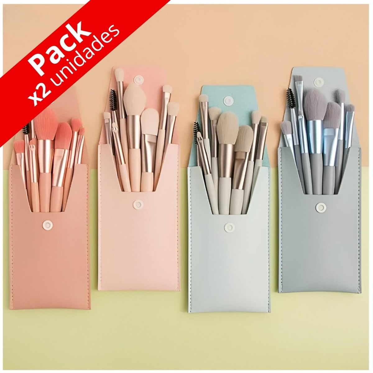 MINARI - Pack x2 Kit 8 Piezas Juego de Brochas de Maquillaje SB10 -Color Aleatorio