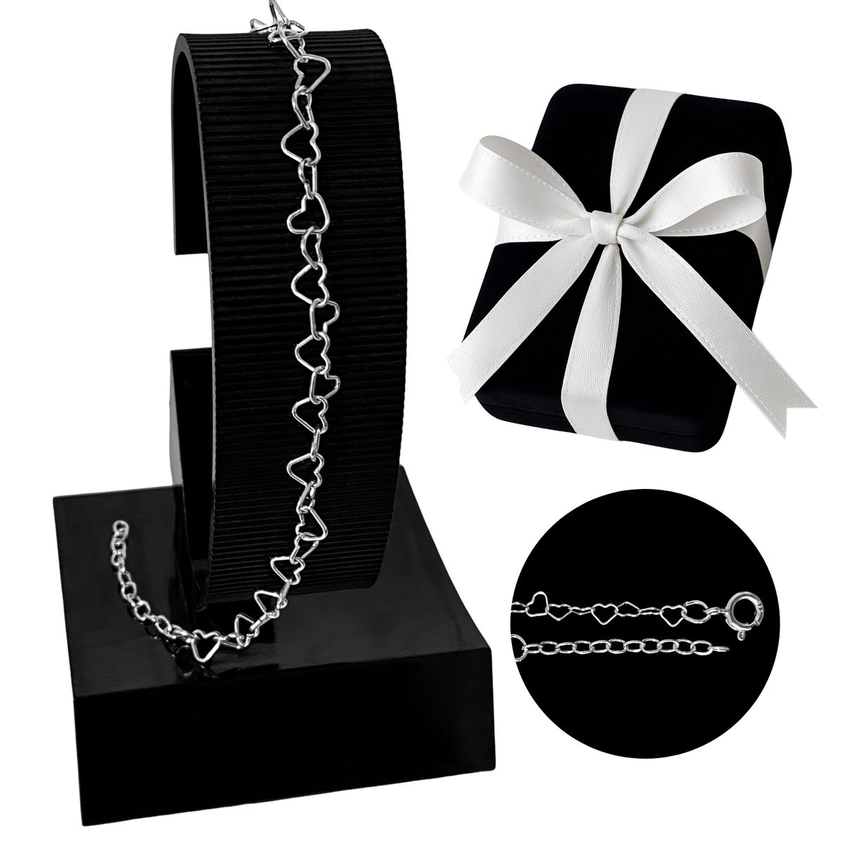 GENERICO - Pulsera Mujer Corazones Regalo Mamá Novia Plata 925