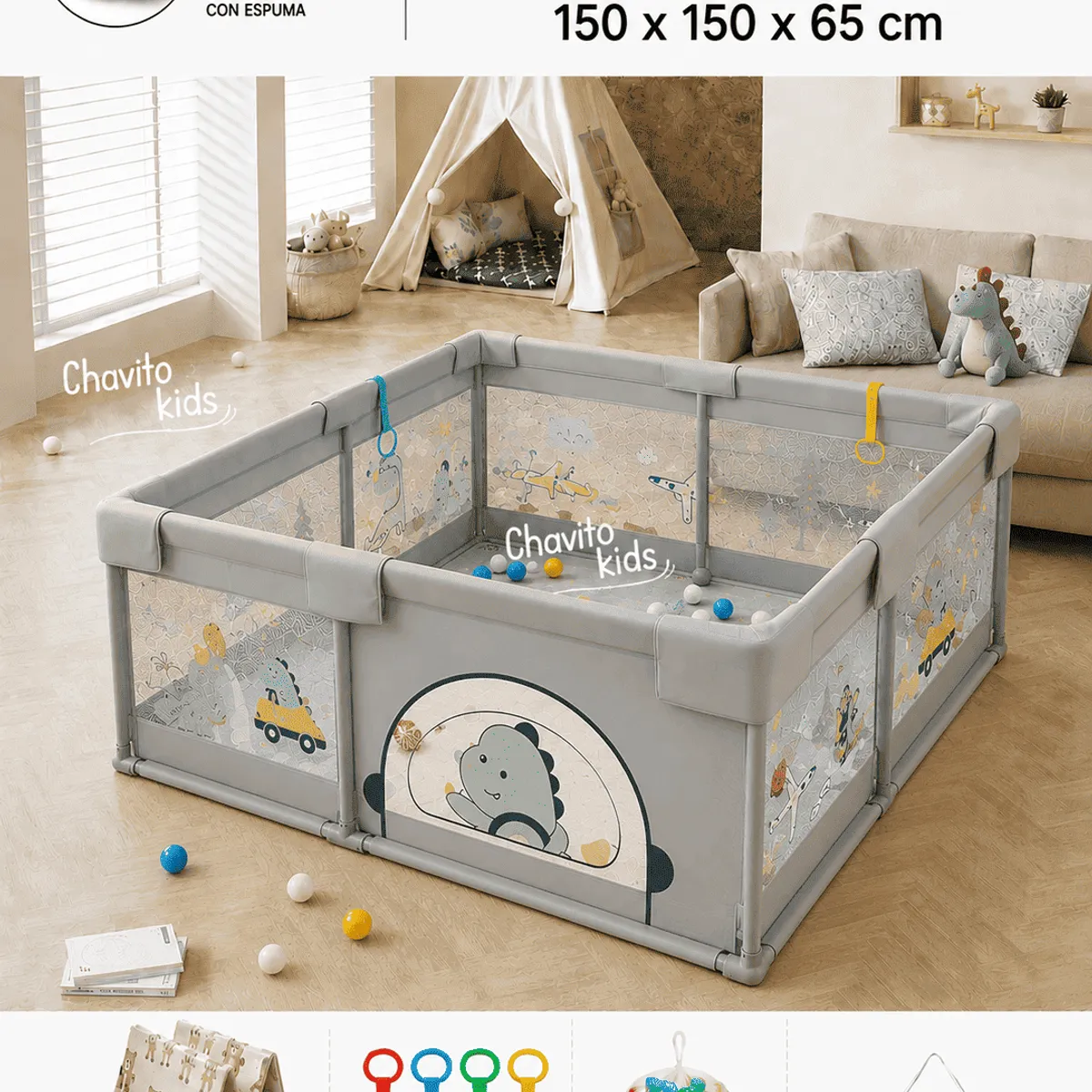 CORRAL PARA BEBES CON ACCESORIOS DINO 200x180, marca GENERICO - Foto Principal