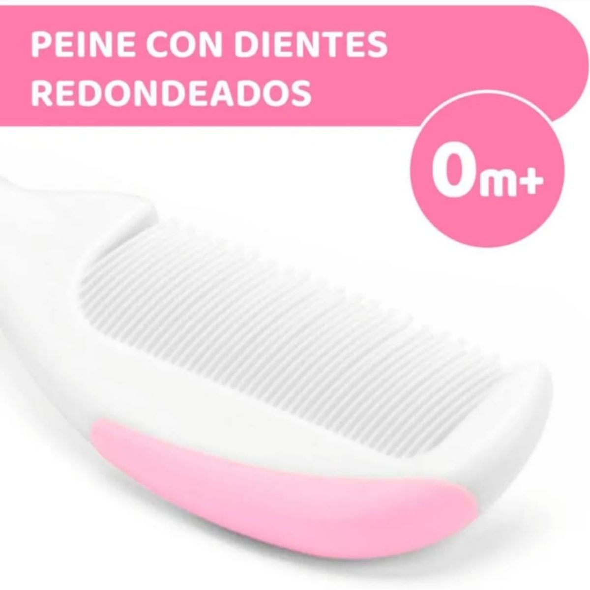CHICCO - CEPILLO Y PEINE PARA BEBE CHICCO NATURAL  ROSADO