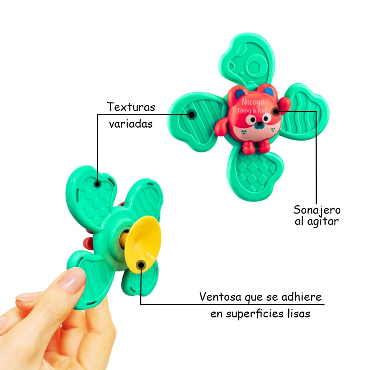 BIBI - Set de 3 Juguetes Spinners con Sonajero para Bebés