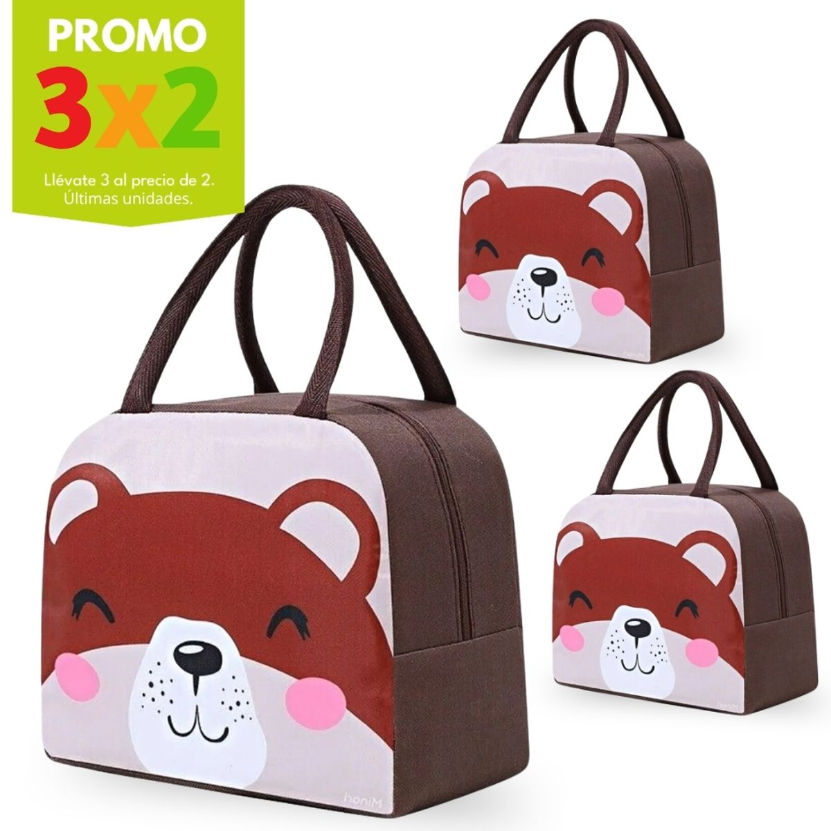 MINARI - Promo 3x2 Lonchera Térmica Fiambrera para Niños Osito MR 76L