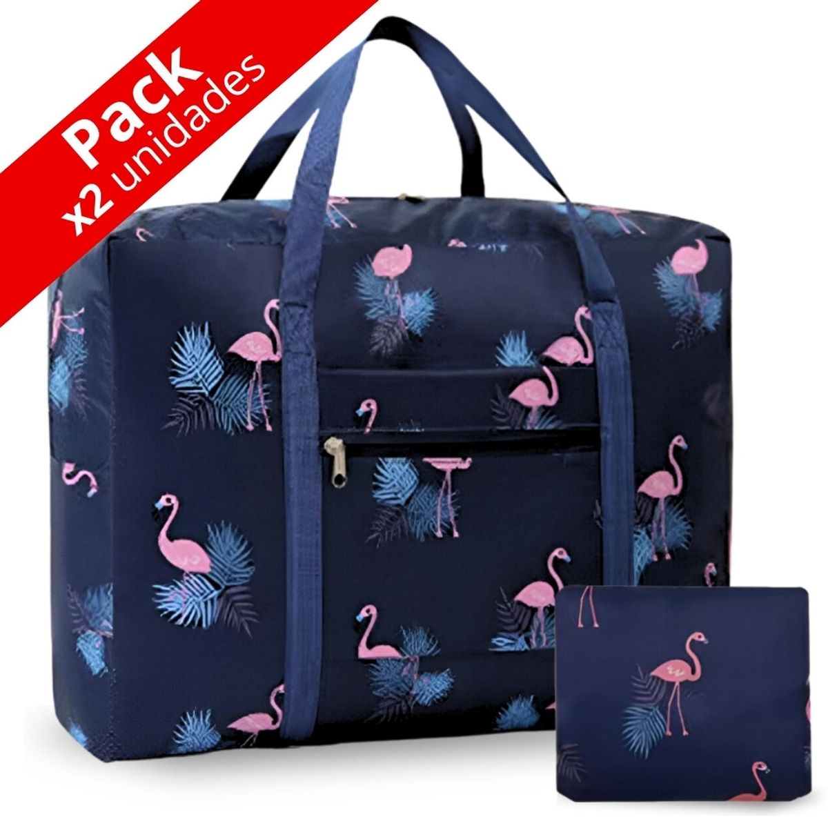 MINARI - Pack x2 Bolso de Viaje Deportivo Plegable Impermeable Flamenco A 855B