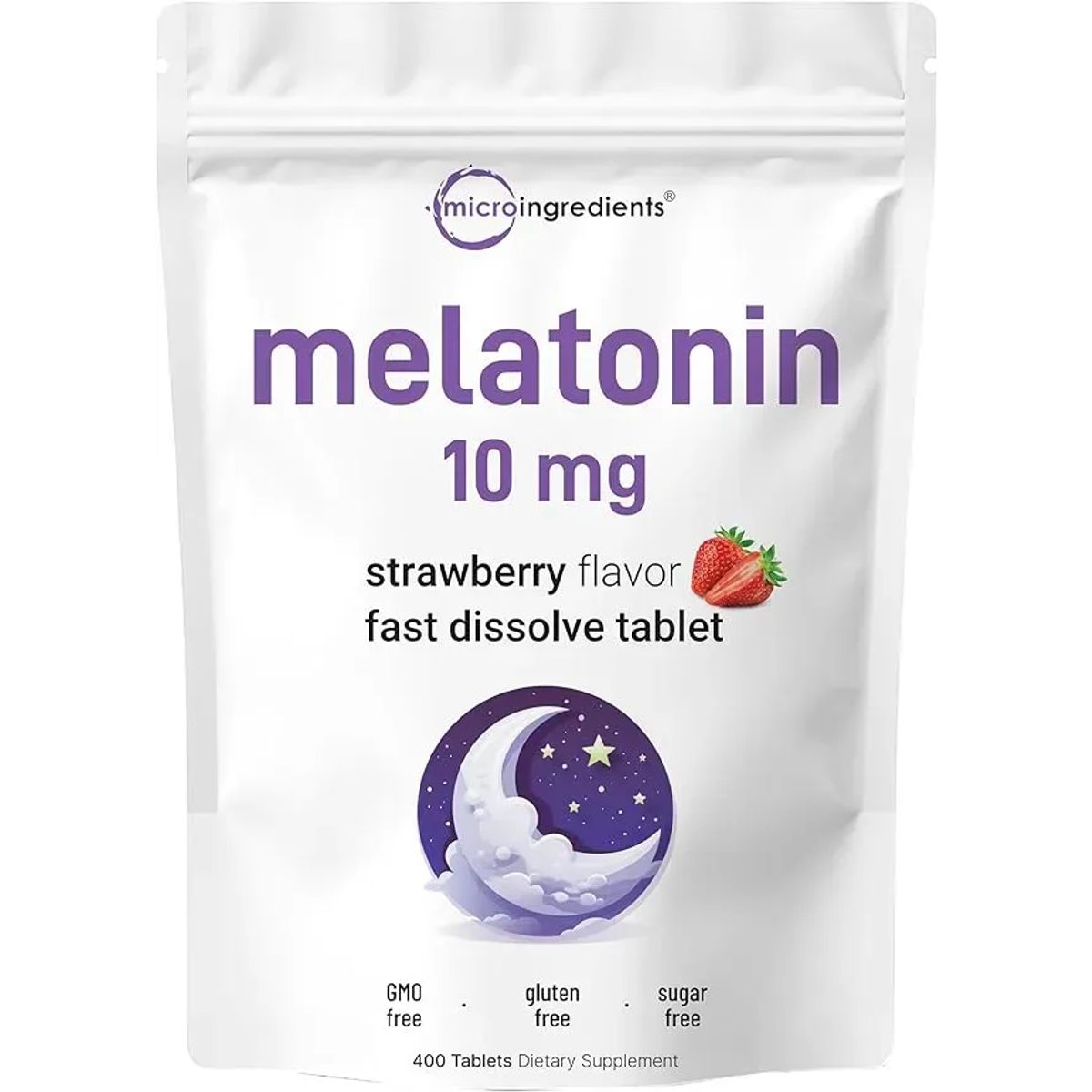 MICRO - Melatonina 10 mg, 400 tabs, Sabor a fresa + 28 parche para dormir