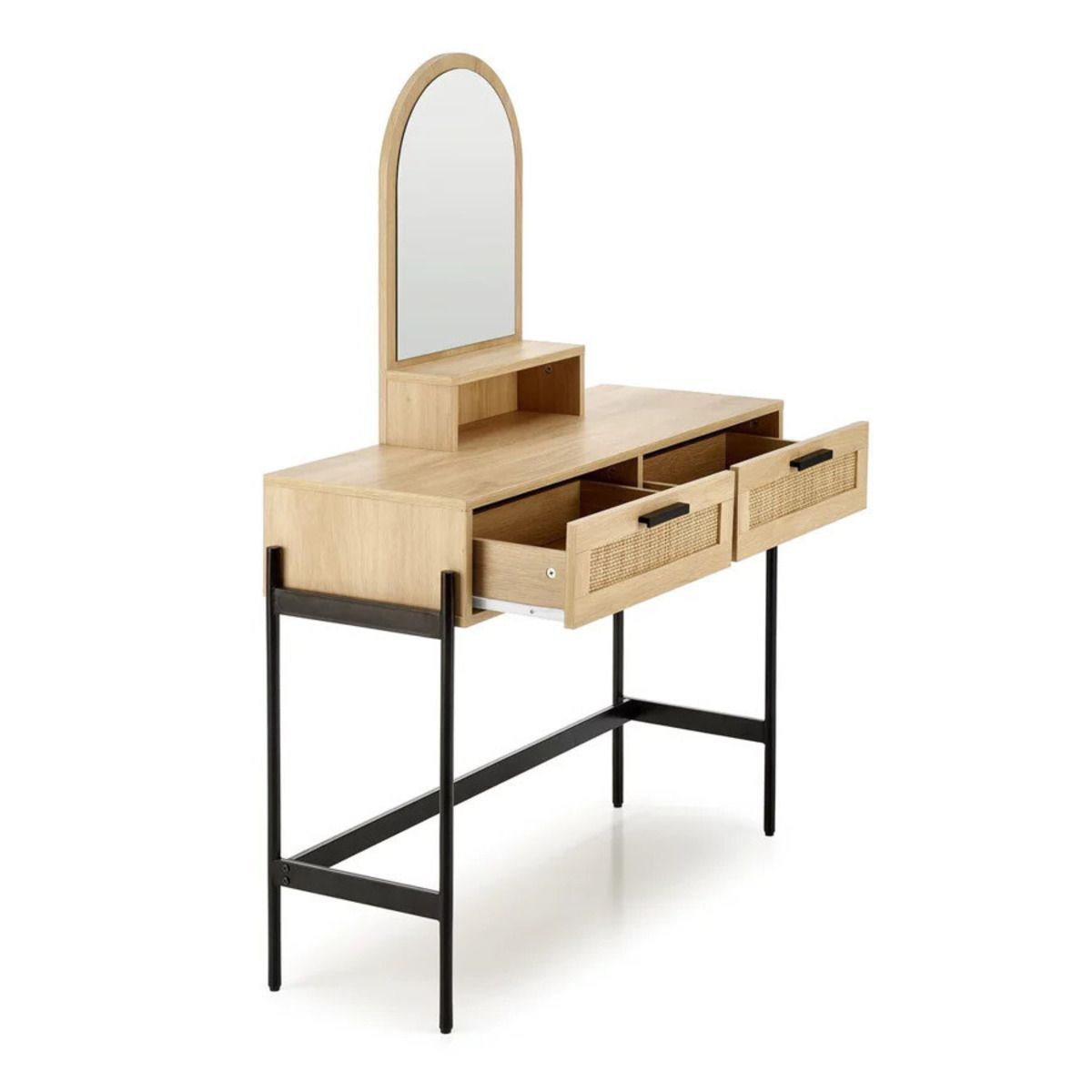 R&R MUEBLES - Tocador Moderno con Ratán Era Marrón R&R MUEBLES