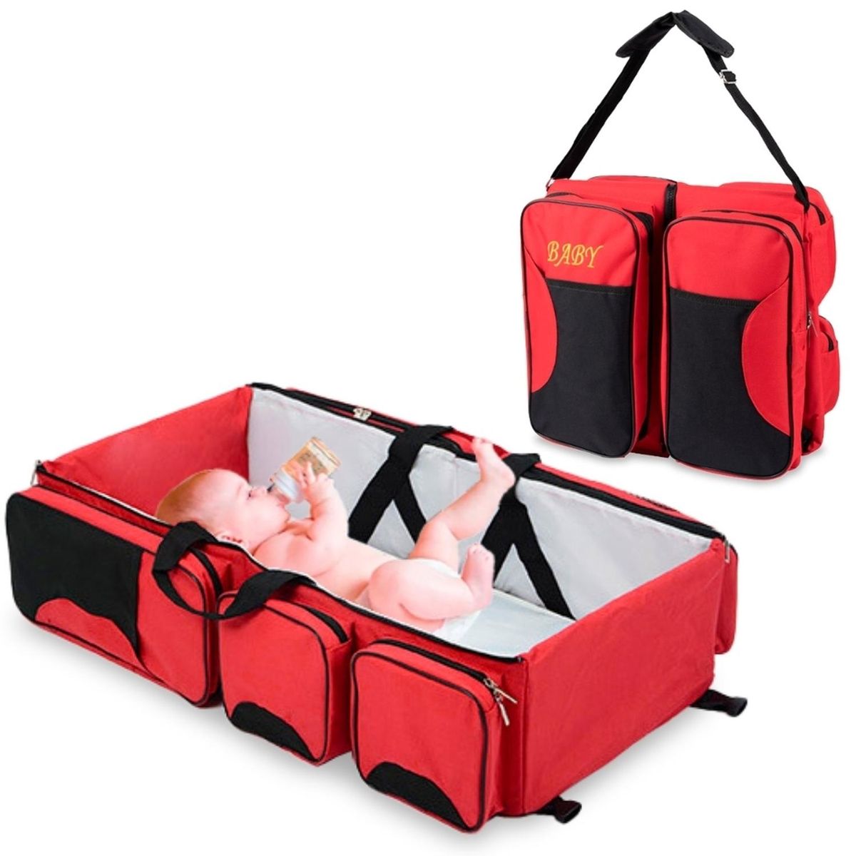 MINARI - Mochila Pañalera con Cambiador Cuna de Viaje Portátil P308