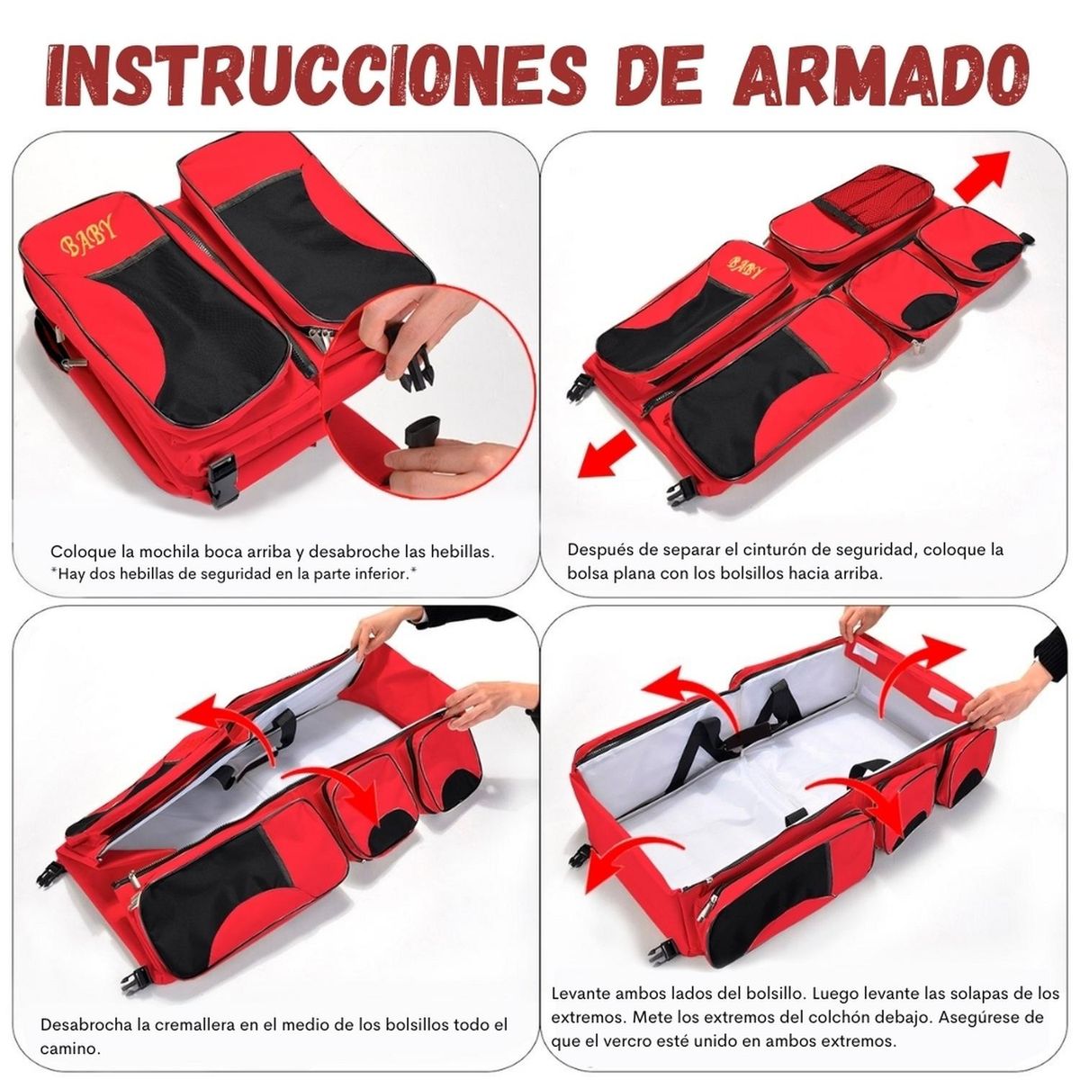 MINARI - Mochila Pañalera con Cambiador Cuna de Viaje Portátil P308