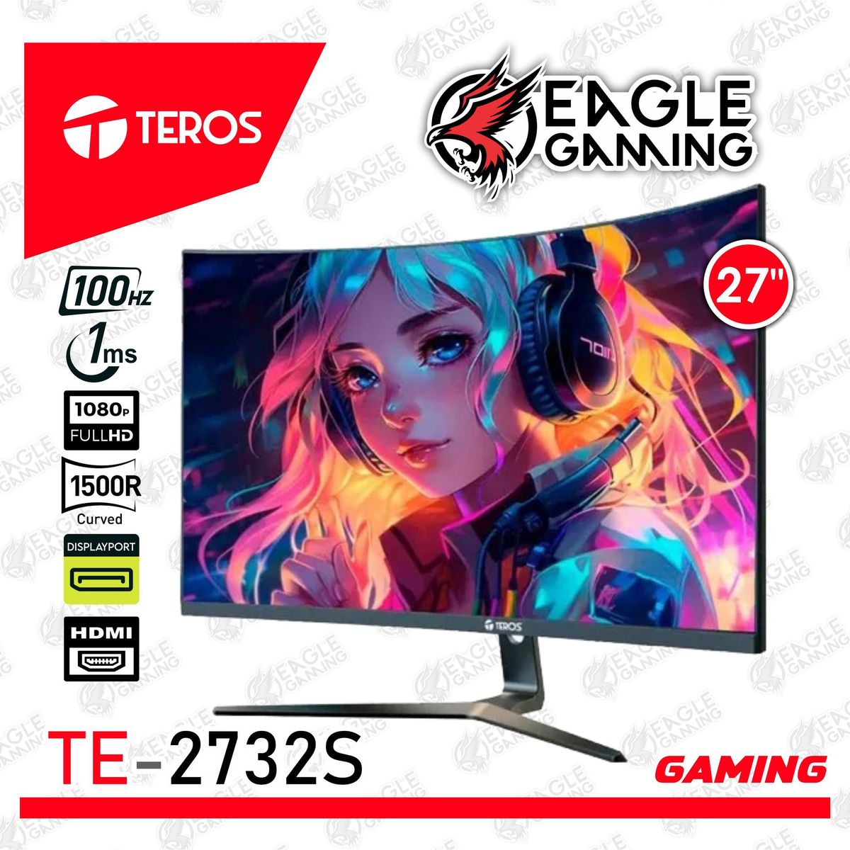 TEROS GAMING - Monitor Teros TE-2732S 27 Curvo 100Hz 1MS FULL HD HDMI FREESYNC