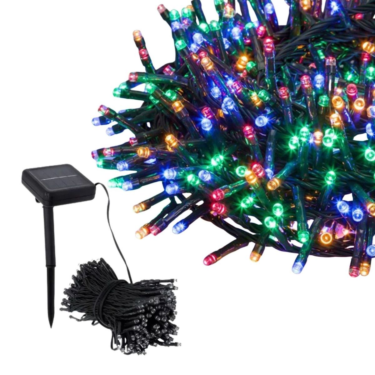 GENERICO - Luces Navideñas Multicolor con Panel Solar -10 mts