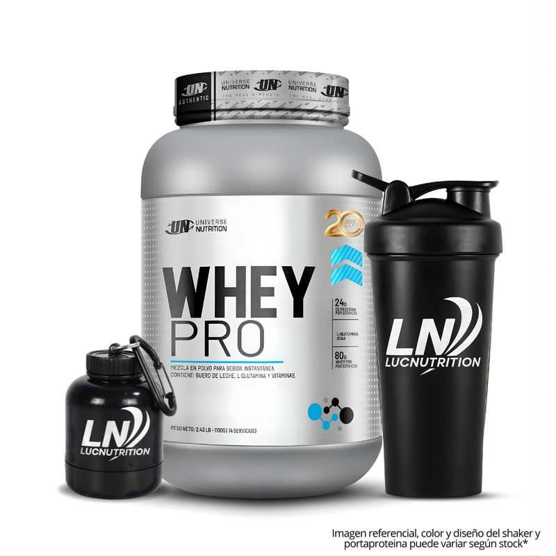 UNIVERSE NUTRITION - Whey Pro 1.1 kg - Cookie and cream + Shaker + Portaproteina