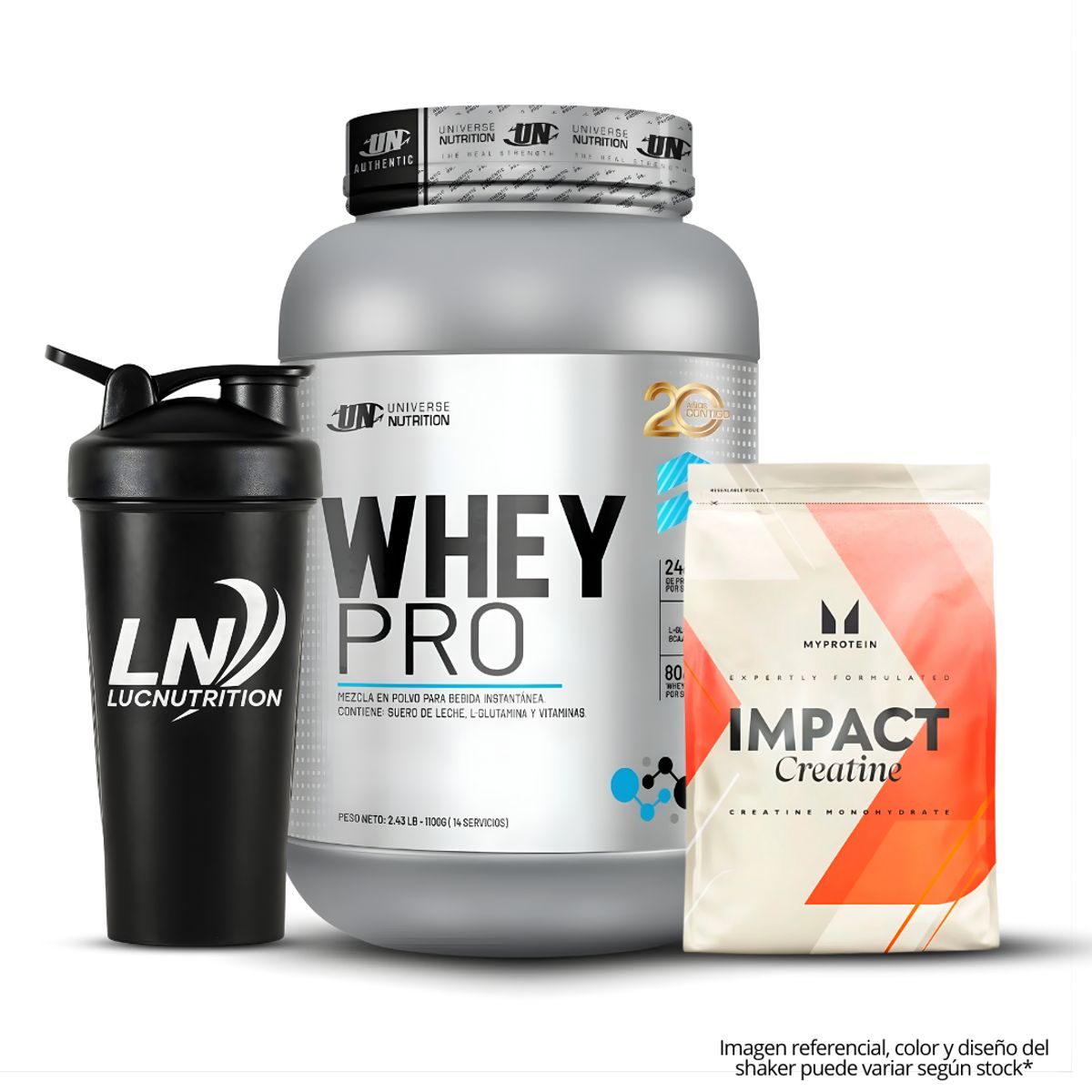 UNIVERSE NUTRITION - Whey Pro 1.1 kg - Vainilla + Creatina Myprotein 250 g + Shaker