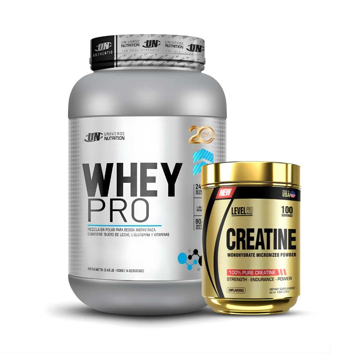 UNIVERSE NUTRITION - Whey Pro 1.1 kg - Vainilla + Creatina Level Pro 250 g