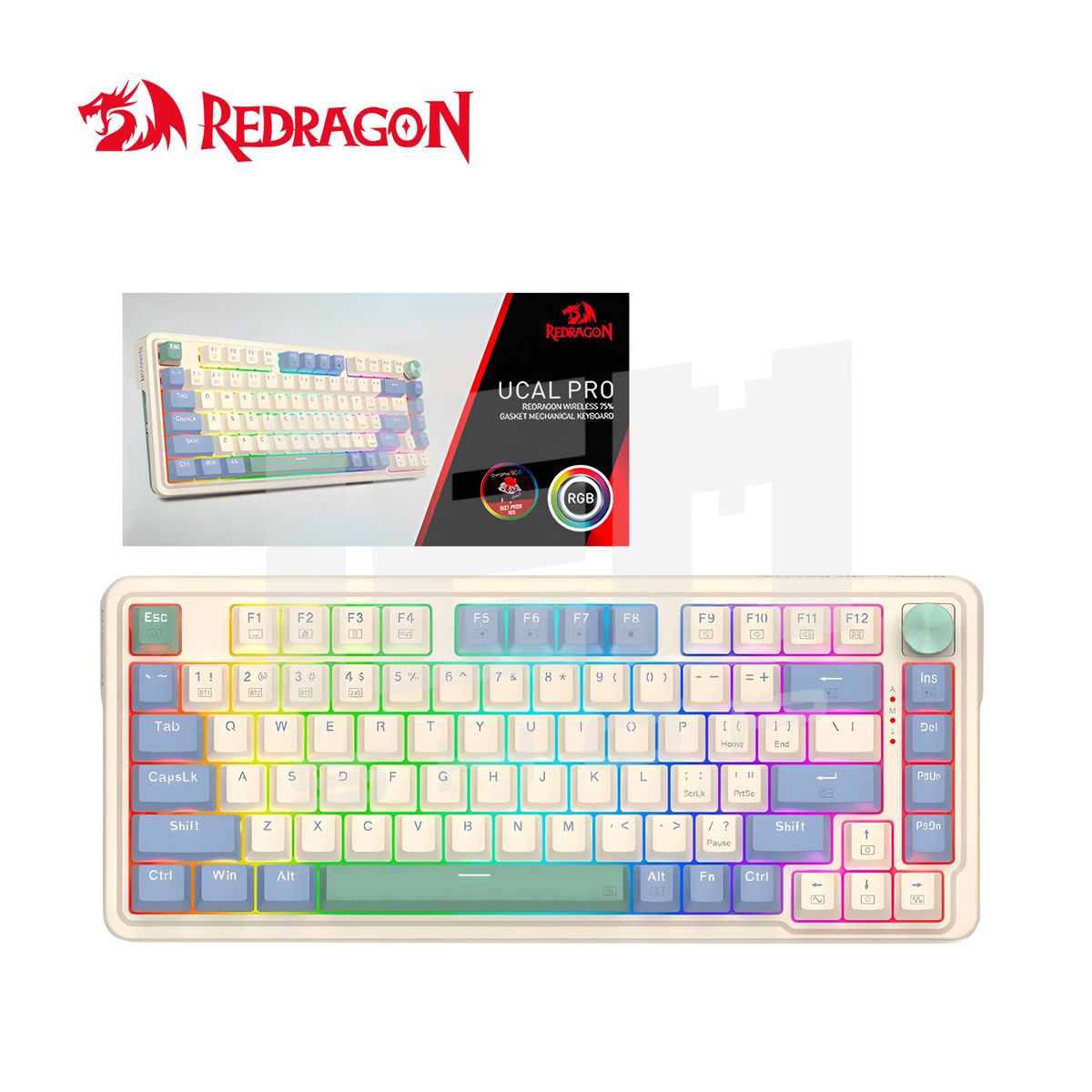 REDRAGON - Teclado Redragon UCAL PRO RGB Wireless English K673CPG PASTEL