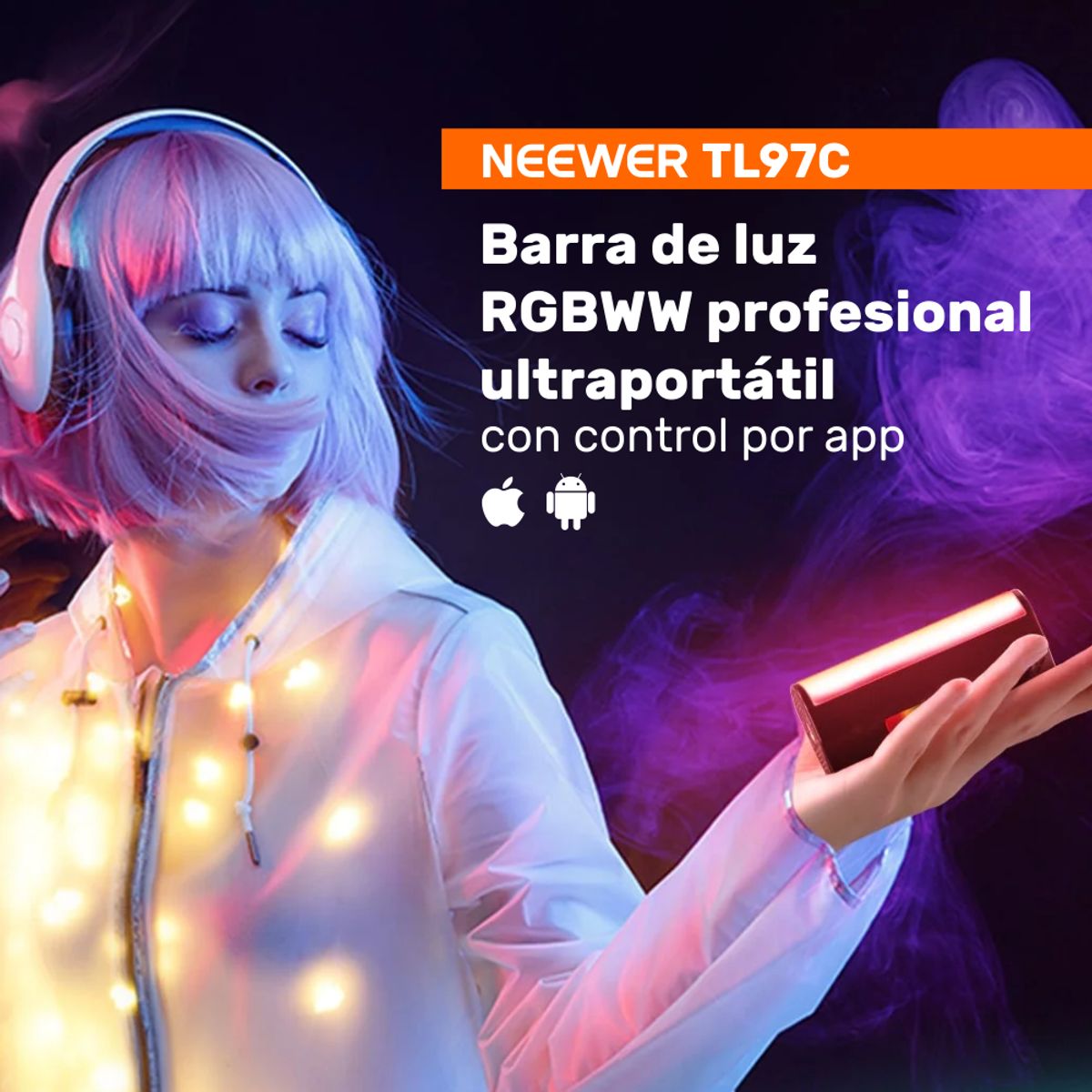 NEEWER - Barra de luz RGBWW profesional portátil Neewer TL97C control por app